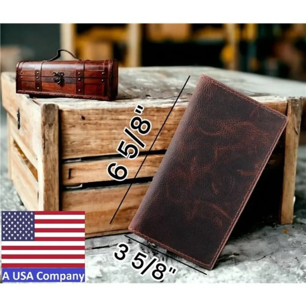 Classic Men's RFID Vintage Look Genuine Leather Long Bifold Wallet